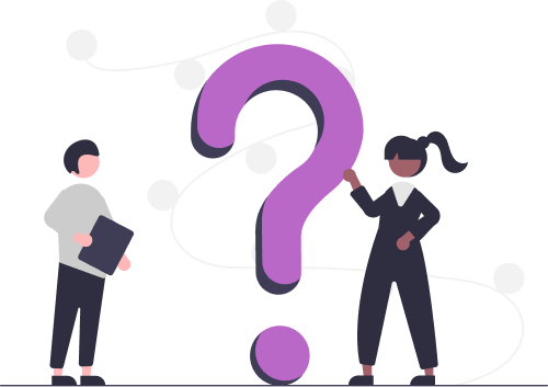 Illustration of people around a large question mark